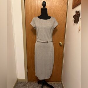 Sz M Express brown black sz10 houndstooth dress with matching belt Classy NWT